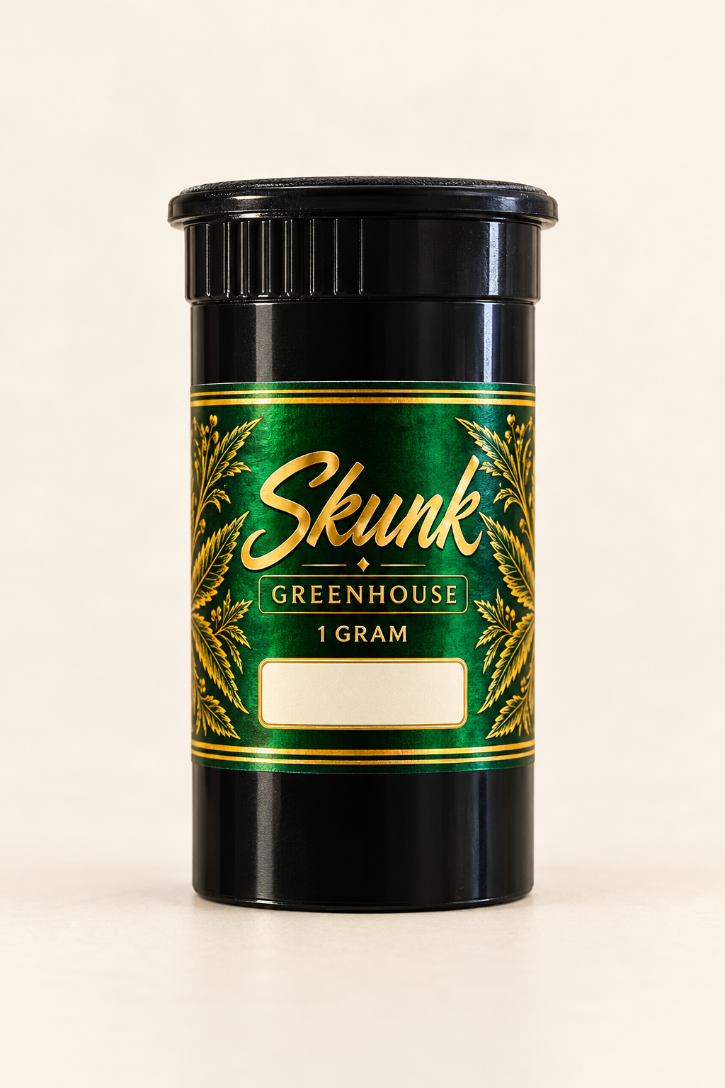 SKUNK Greenhouse 1 gram pop top product mockup