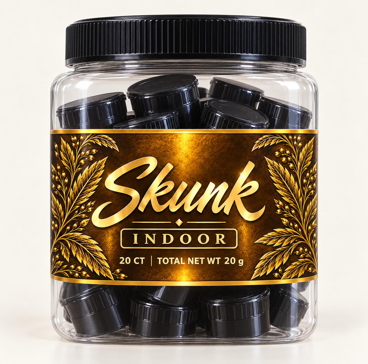 SKUNK Indoor 20-count display jar with individual 1 gram pop tops